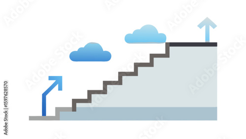 Stairway to success vector illustration for business growth and career advancement design concept with clouds