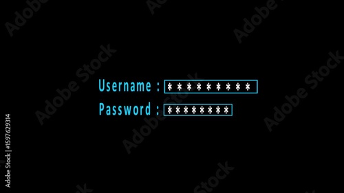 Animated of User-name and password fields. Glowing user-name and password fields concept on white background. Username and Password animation. Web Access Password Background.