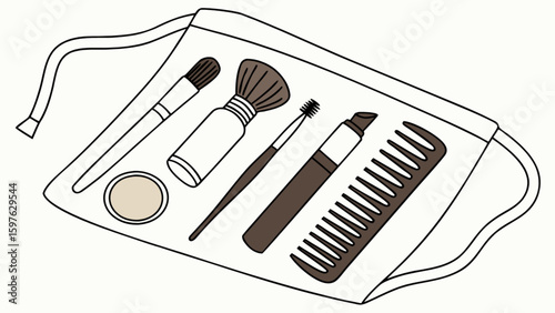 Makeup bag essentials beauty products cosmetic brushes and comb for travel and everyday use kit hundred