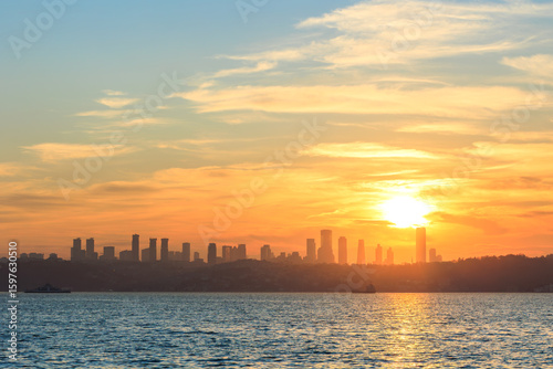 skyscrapers of istanbul and bosphorus in istanbul, turkey