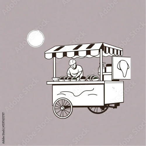 A street vendor serving tacos from a food cart at night