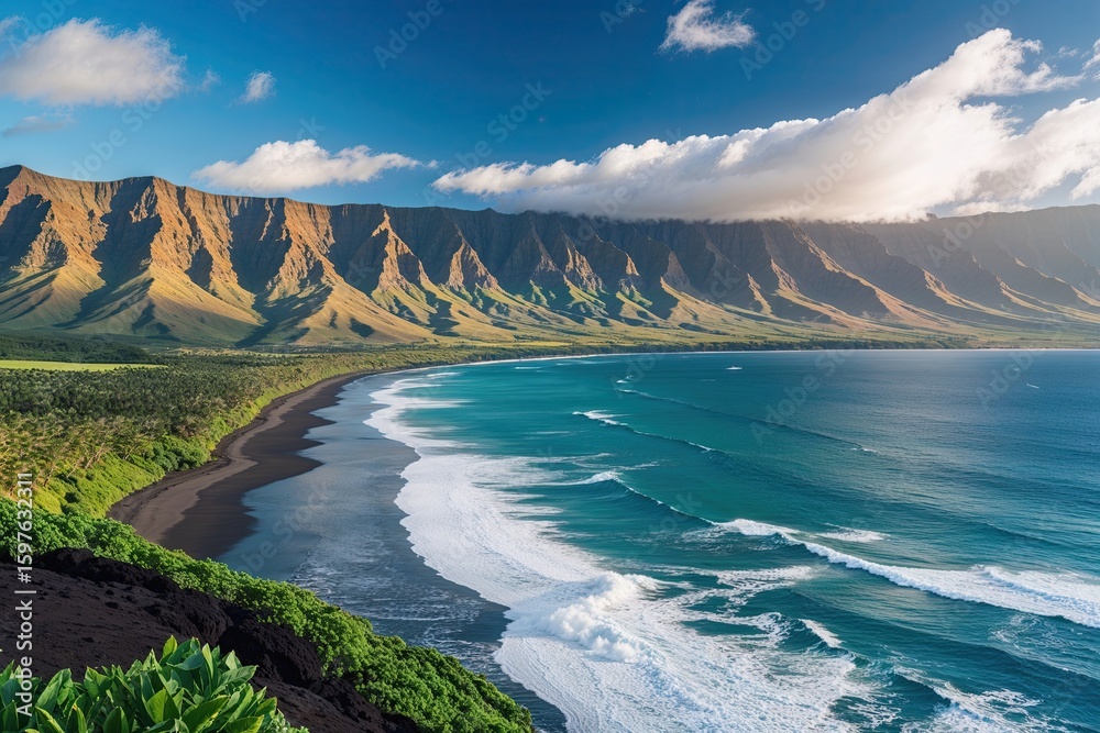 Obraz premium Breathtaking Kauai North Shore Nature Panorama in Hawaii