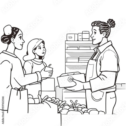 A volunteer distributing food to neighbors at a community pantry
