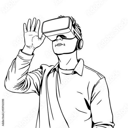 A tech entrepreneur demoing a virtual reality headset at a product launch