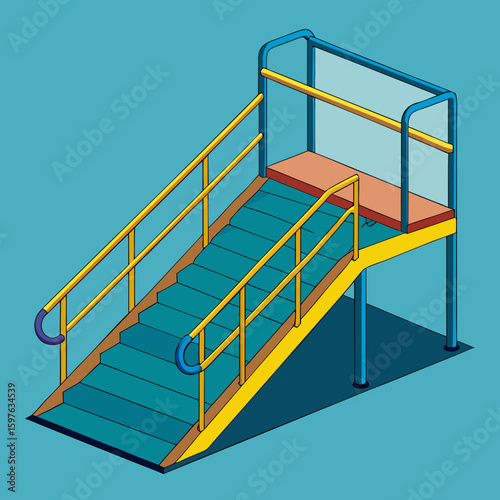 Wheelchair ramp illustrating accessibility and mobility in a modern design