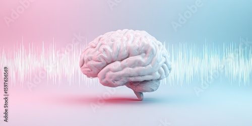 3D Rendered Human Brain with Subtle Background