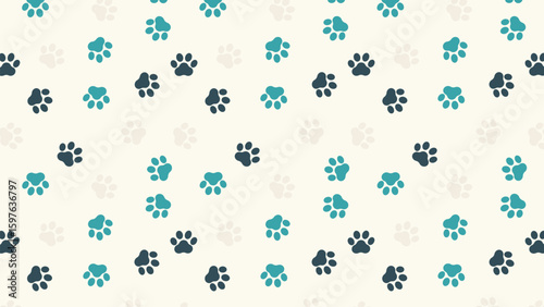Modern blue paw print pattern for stylish pet-themed web and product design. Calm and playful
