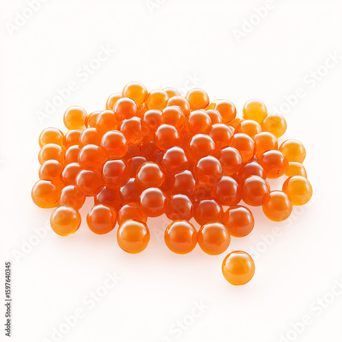 Heap of amber boba pearls on a Transparent Background