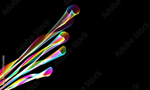 The elegance of neon colorful fractal waves isolated on a black background