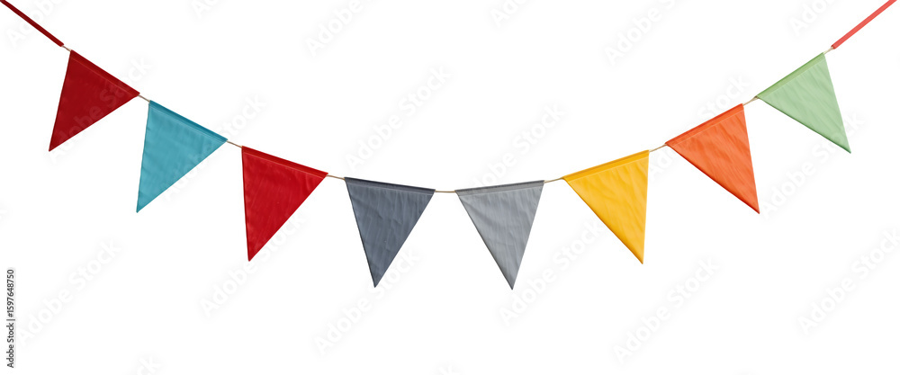 Obraz premium Decorative colorful blank party bunting on transparent png
