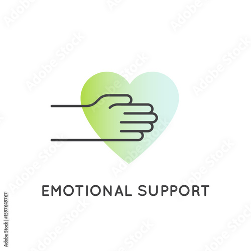 Minimalistic neuroconnection symbol vector icon. Emotional bond support, group therapy, empathy, spiritual growth, interpersonal healing, belonging, heart, brain. Mental health apps, wellness content