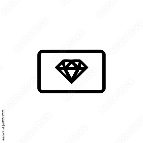 Vector icon of a membership card featuring a centered diamond, symbolizing premium access, luxury loyalty, and elite club privileges.

