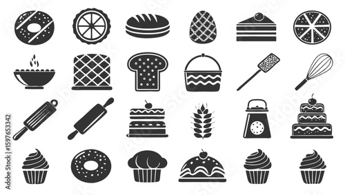 Bakery & Patisserie Food Icons - Pastries & Cakes

