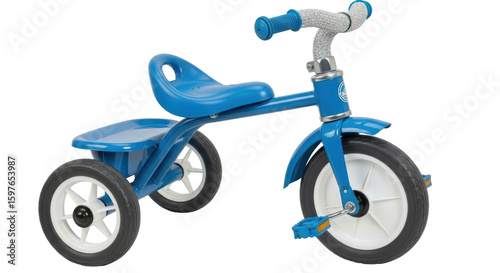 Fotografie Isolated Blue Tricycle for Kids on White Background