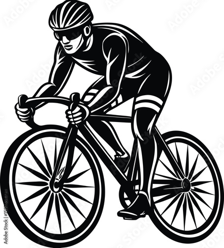 Silhouette of a man cycling on a bike, actively engaged in the sport, health, cycle, cyclist life, endurance training