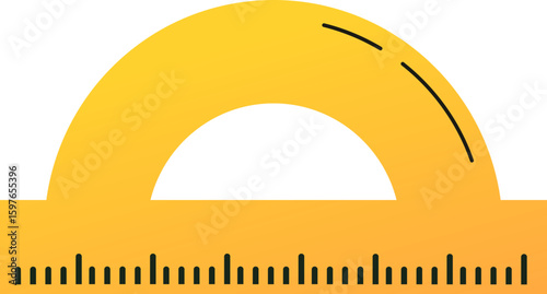 Yellow protractor icon with soft color gradient. Back to school abstract vector illustrations series.