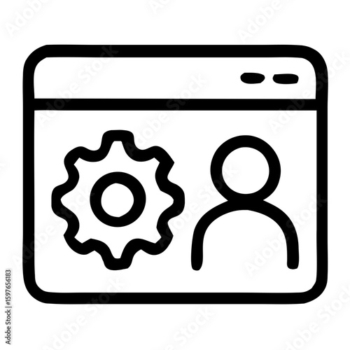 Black Silhouette User Configuration Interface with Gear Setting Icon