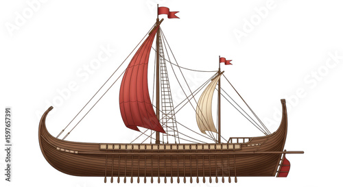 Isolated Ancient Greek Ship