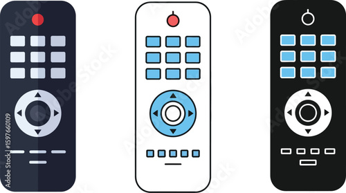 Remote control vector illustration set of tv remote controllers for smart home entertainment system