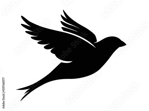 silhouette illustration of a finch logo in flight. Vector Illustration