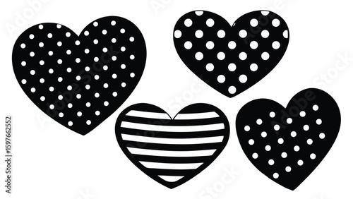 Set of Stitched Fabric Hearts Various Colors and Styles