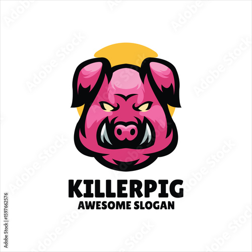 pig mascot illustration logo design
