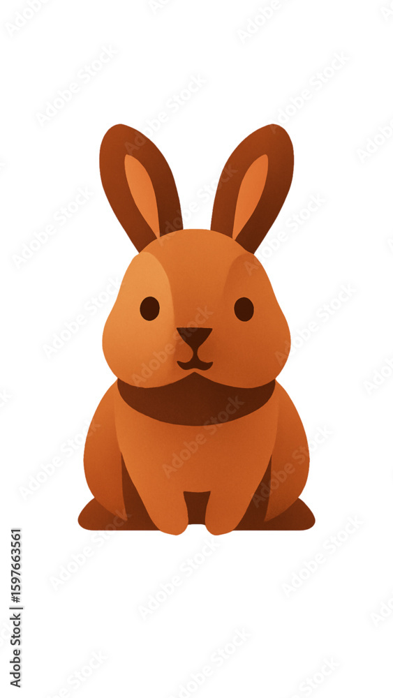 Cartoon brown rabbit sitting with a cute expression on white background Cartoon brown rabbit sitting with a cute expression on white background