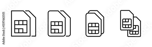Sim card icon set. dual sim card icon vector
