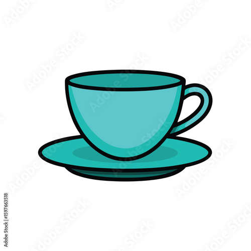teacup saucer vector illustration
