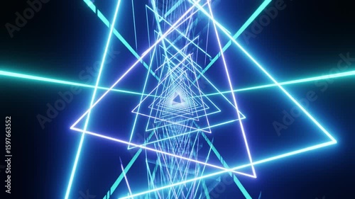 Cold Ice VJ loop background with rotated triangles and mirrored floor tunnel