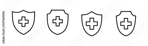 Health insurance icon set. Insurance health document icon