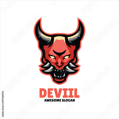 oni mask mascot illustration logo design