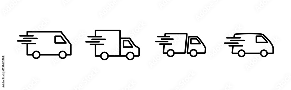 Fast shipping delivery truck icon set. Delivery truck icon. fast delivery icon Fast shipping delivery truck icon set. Delivery truck icon. fast delivery icon