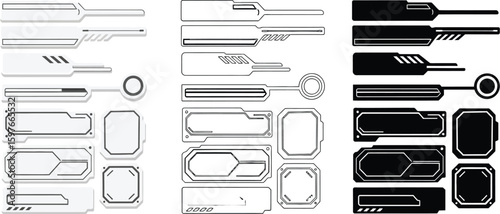 Futuristic hud interface elements vector set for ui design and game development asset with modern style