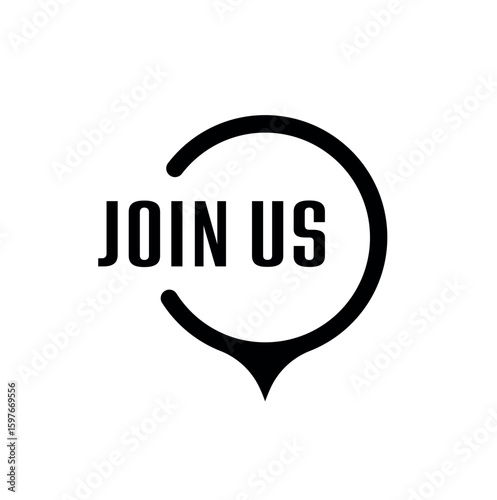 join us sign on white background	