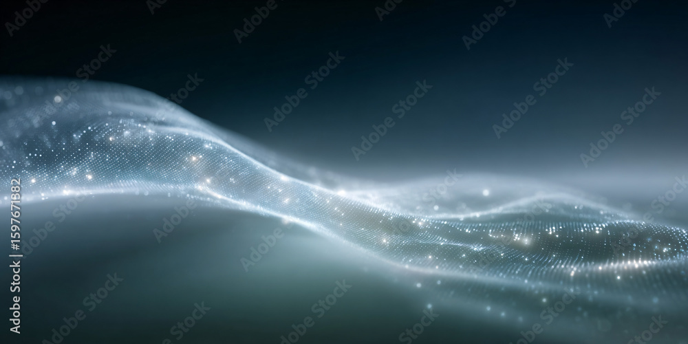 Fototapeta premium Digital Wave Grid Glowing Blue Dark Tech Background Abstract Network Connection Futuristic Design Data Stream Cyberspace Visualization Technology Innovation