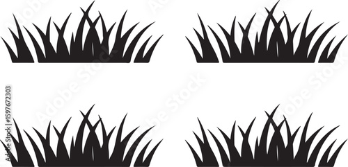 Black grass blades border design white