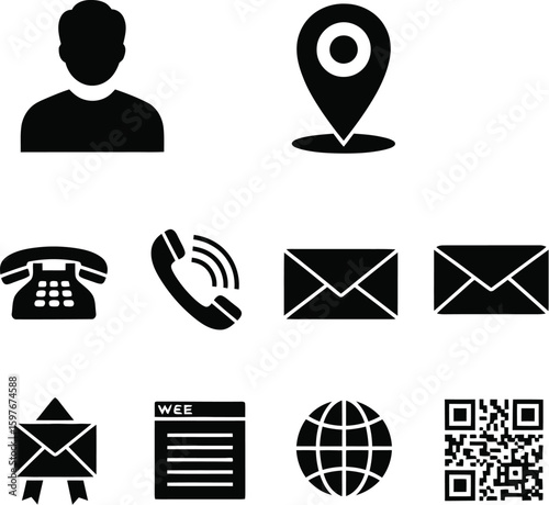 Contact information icons set vector illustration for website and mobile application