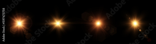  Abstract flare effect. Sun, glitter, bokeh, lens flare and solar flare. Vector illustration. PNG. Transparent glowing light with glitter.