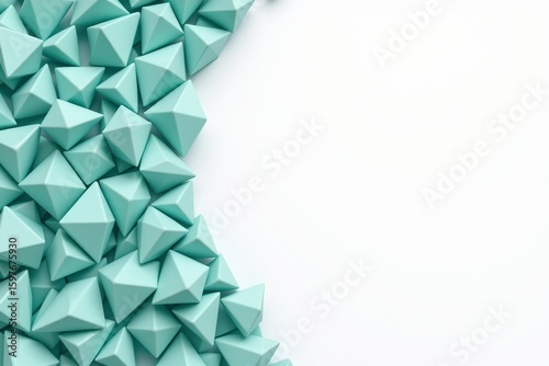 An abstract artwork featuring a polygonal surface posed of rumpled triangles in a metal sphere setting