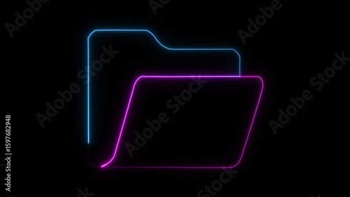 Stylish Neon File Manager Folder Symbol Animation