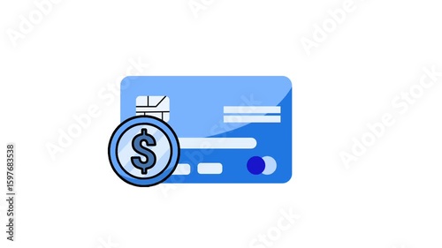 Credit card and coin business icon animation