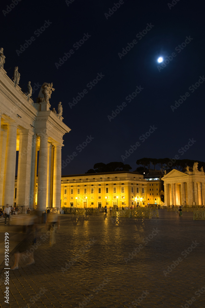 Obraz premium St. Peter s Basilica Vatican City at night. St Peter s Basilica, Vatican City at night. The Basilica is a Late Renaissance church located within Vatican City.