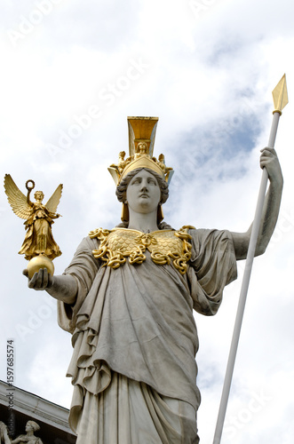Canvas Print The statue of Pallas Athene in front of the Austrian Parliament Building in Vien