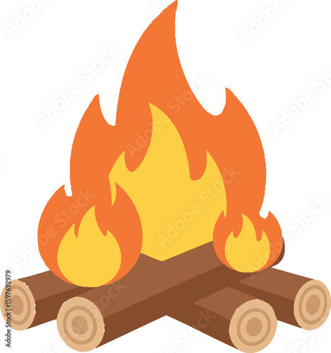 Campfire illustration vector graphic for outdoor adventure and camping design use