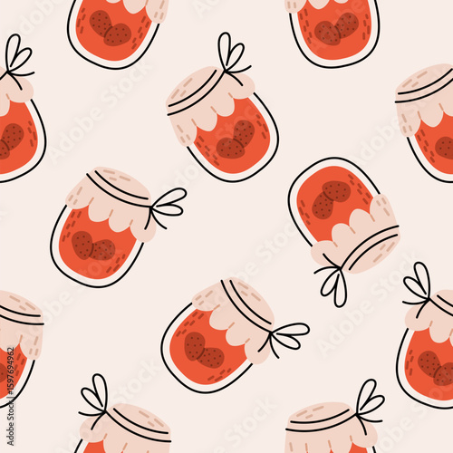 Strawberry jam seamless pattern