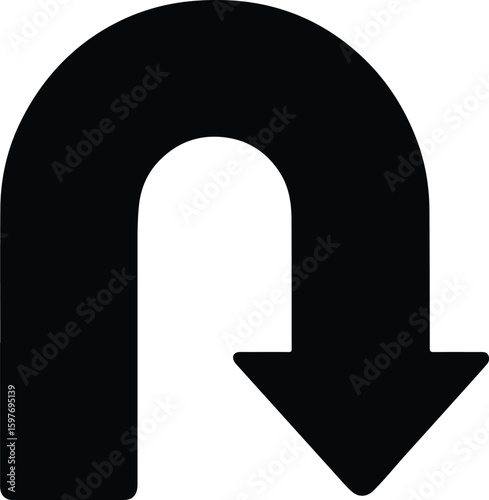 Black U turn arrow symbol Vector illustration line art EPS download