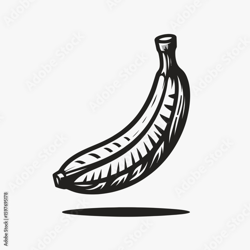 Banana. Cartoon Minimal Logo Clipart Silhouette Vector Line Art Illustration. Yellow fruit great potassium provider a healthful choice tasty treat to consume.