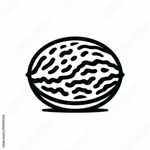 Cantaloupe. Cartoon Minimal Logo Clipart Silhouette Vector Line Art Illustration. Muskmelon a sweet orange fruit ideal as tasty well being diet option.