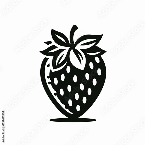 Strawberry. Cartoon Minimal Logo Clipart Silhouette Vector Line Art Illustration. Delicious ruby fruit a garden treat offering wholesome sugary flavor.